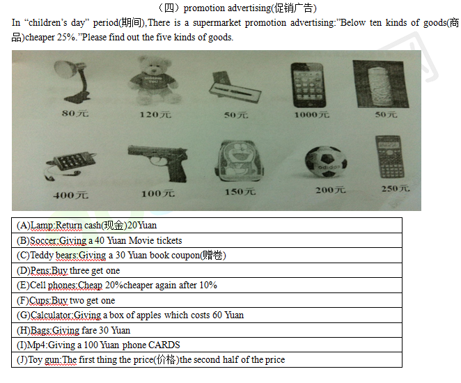 2010南京外国语小升初英语阅读：促销广告1