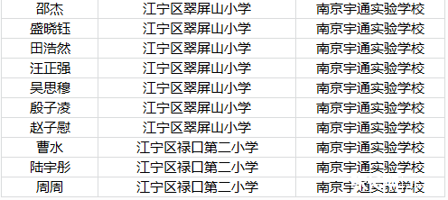 2016年南京宇通实验学校小升初摇号名单公示4