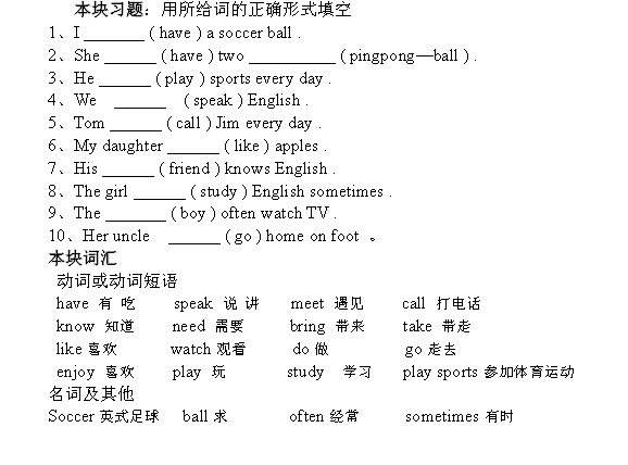 2016青岛人教版七年级英语上册：Unit53