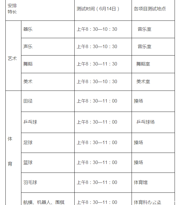 2016年广州第一一三中学小升初特长生招生1