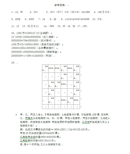 深圳初一新生分班考试数学模拟试卷级答案3