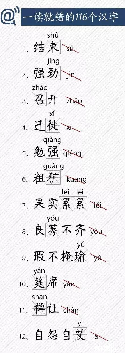 小升初语文：一读就错的116个汉字1