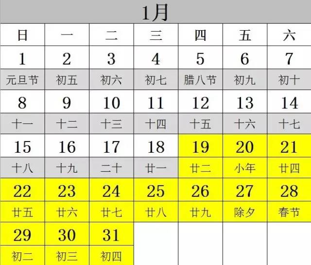 2017学年上海市中小学生寒假放假安排1