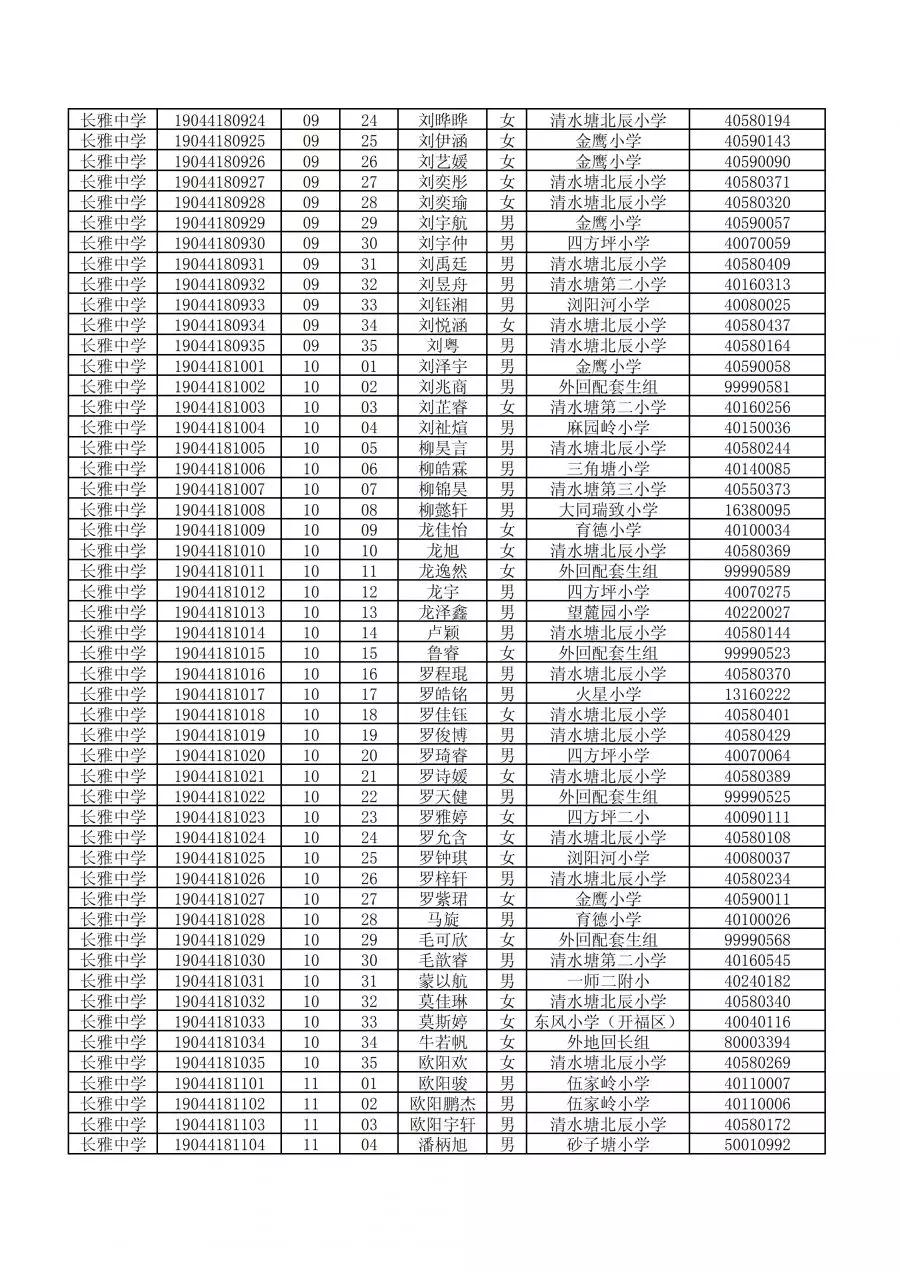 长沙长雅中学2019级初一新生分班考试安排10