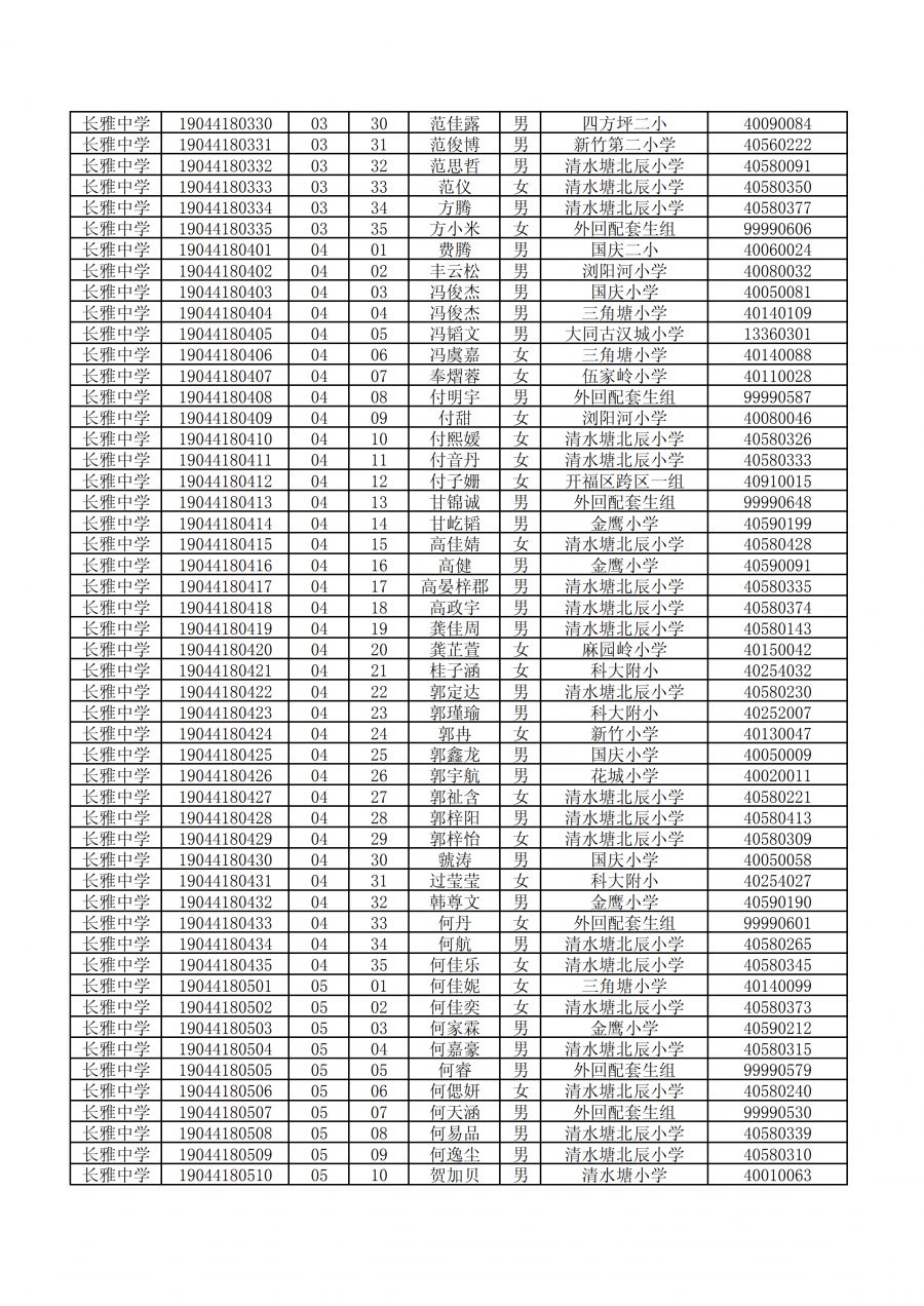 长沙长雅中学2019级初一新生分班考试安排6