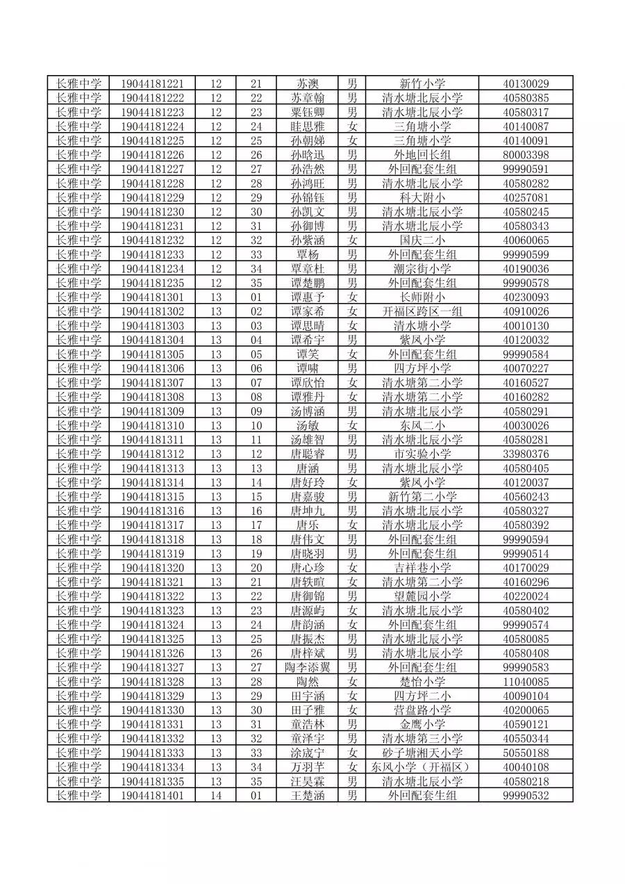 长沙长雅中学2019级初一新生分班考试安排12